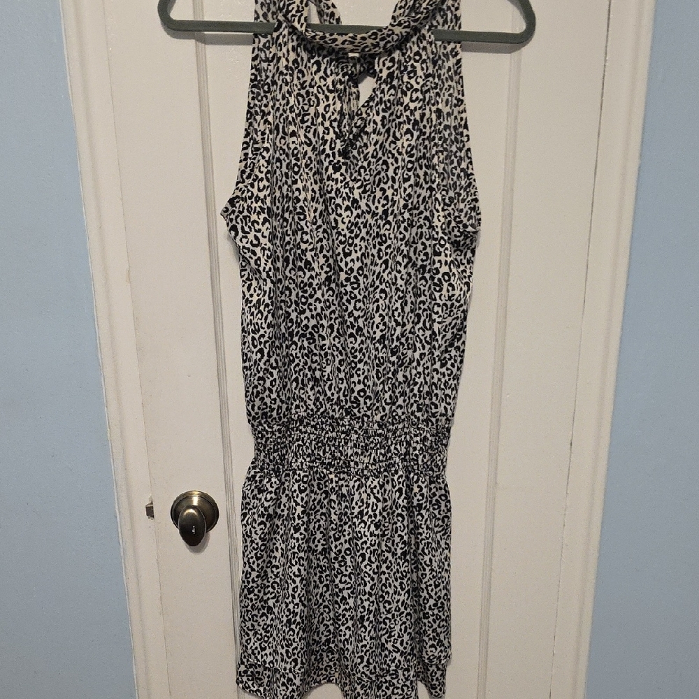 Ariella Black and White Halter Mini Sundress